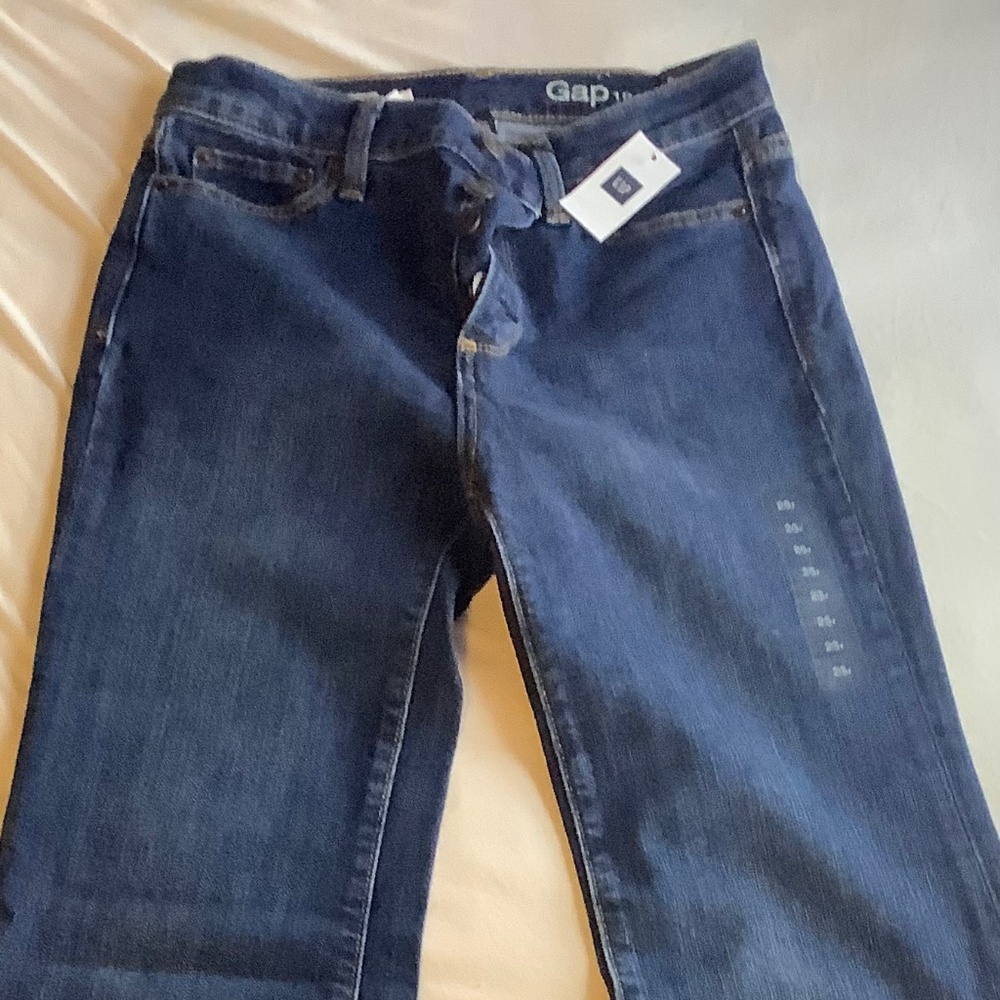 NWT Gap 1969 Authentic Flare High Rise Dark Wash Jeans Sz 25r Raw edge